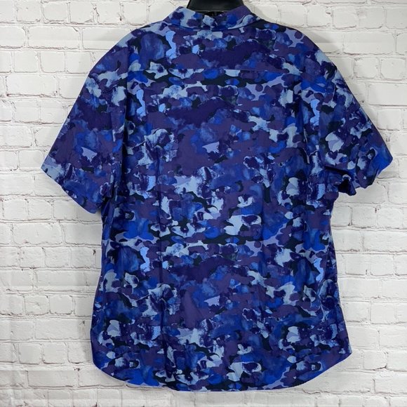 J. Crew Watercolor Blue Camo Print Slim Fit Button - Picture 2 of 12